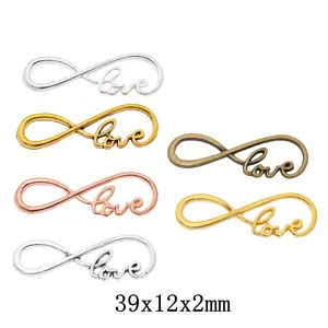 Vintage Alloy Infinity Love Word Charms For DIY Jewelry Making Bracelet Necklace Findings Antique Bronze Gold Silver Plated Pendant Accessories