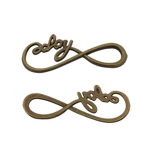 Retro bronze alloy infinity and 'only' word pendants for DIY jewelry making and crafts