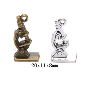 Vintage Zinklegering Microscoop Bedels Voor DIY Sieraden Maken Antiek Brons Zilver Wetenschap Medische Microscoop Hangers Voor Ketting Armband