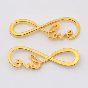 Golden infinity Love pendants made of vintage alloy for DIY jewelry crafting accessories