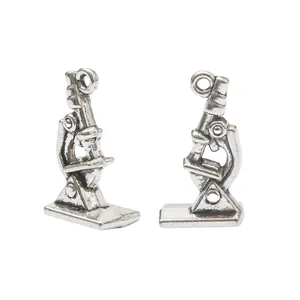 Antieke zilveren microscoop hangers van zinklegering voor DIY sieraden maken en hobby