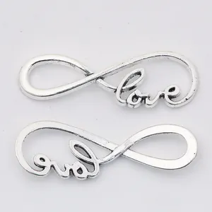 Antique silver infinity love charm pendants in vintage alloy for DIY jewelry making