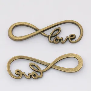 Vintage bronze infinity love charm pendant for DIY jewelry making and craft supplies