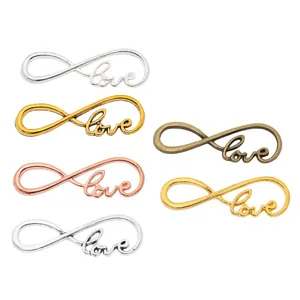 DIY infinity love alloy metal pendant set in 6 metallic colors for jewelry making