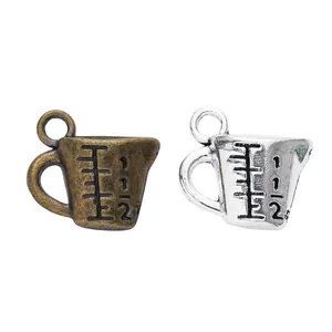 Vintage zinc alloy measuring cup pendants in bronze and silver for DIY jewelry making