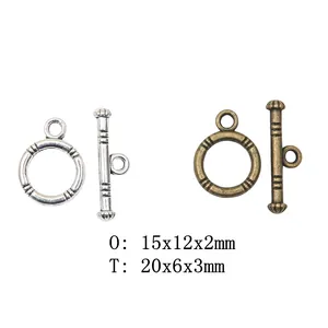 Vintage Zinklegering DIY Toggle Sluiting Connector Voor Armband Ketting Maken Retro Gegraveerd Metaal OT Gesp Sieraden