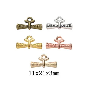 Graduation Scroll Diploma Metal Pendants Alloy Graduate Lettering DIY Jewelry Making Charms Antique Bronze Gold Silver