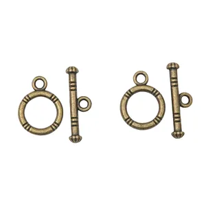 Vintage bronzen toggle sluitingen met reliëfpatronen voor doe-het-zelf sieraden maken
