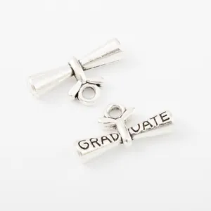 Antique silver zinc alloy graduate scroll charms for DIY jewelry making accessories