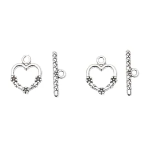 Chiusure a levetta OT a forma di cuore vintage per creazione gioielli argento antico