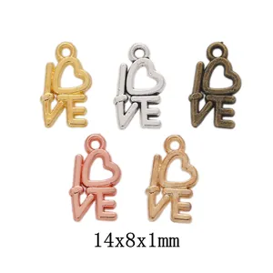 DIY Jewelry Making Alloy LOVE Heart Letter Charms Pendants For Necklace Bracelet Making Vintage Style Women Jewelry Accessories