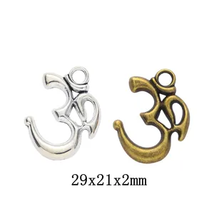 Pendentifs Symbole Om en Alliage Vintage Pour Création de Bijoux DIY Bronze Antique Argent Accessoires de Breloques Pour Collier Bracelet