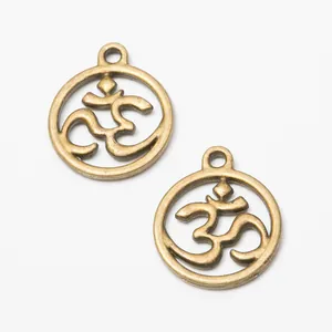 Lot de deux pendentifs Om en bronze vintage pour accessoires de bijoux DIY