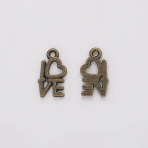 Vintage bronze I LOVE letter heart charms for DIY jewelry making and handmade accessories