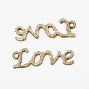Ciondoli vintage Love in lega di bronzo per la creazione di gioielli e collane DIY