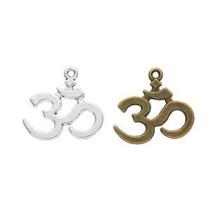 Ciondoli vintage simbolo Om in lega argento e bronzo per creazione gioielli fai da te