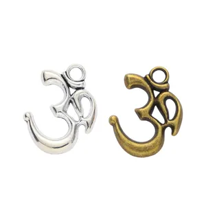 Pendentifs symbole Om en alliage vintage argent et bronze pour bijoux artisanaux