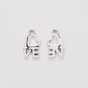 Vintage silver zinc alloy I LOVE heart pendant charms for DIY jewelry making
