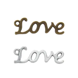 Ciondoli Love vintage in lega per gioielli fai da te in finiture argento e bronzo antico