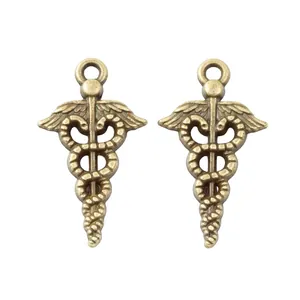 Pendentifs caducée en bronze vintage avec ailes et serpents pour bijoux DIY