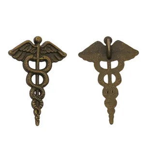 Vintage bronze Caduceus wing snake sword pendant for DIY jewelry making accessories