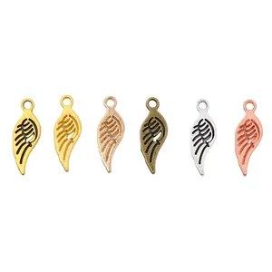 DIY zinc alloy wing charms for jewelry making in gold silver and bronze colors
