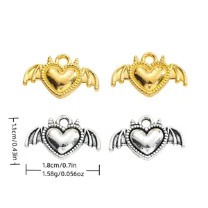 Vintage Zinc Alloy Heart Wings And Demon Horn Charms Gothic Style DIY Jewelry Making Findings Pendant Accessories For Necklaces