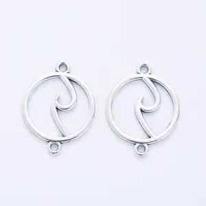 DIY silver hollow round wave connector charms for handmade jewelry bracelet making