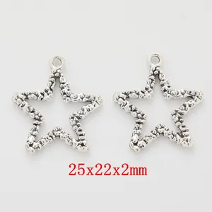 Vintage Alloy Star Moon Charms For DIY Jewelry Making Antique Silver Five-Pointed Star Crescent Moon Pendants Crafting Accessories