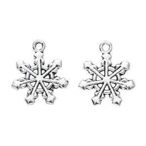 Pendentifs flocon de neige en alliage argenté vintage pour bijoux DIY 2 pièces