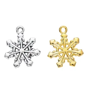 Pendentifs flocons de neige vintage en alliage doré et argenté pour bijoux DIY créatifs