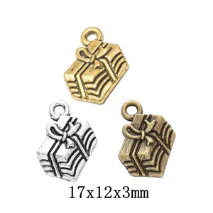 Vintage Legierung Geschenkbox Anhänger Mit Schleife Pendants Für Weihnachten DIY Schmuckherstellung Halskette Armband Antik Bronze Silber Gold