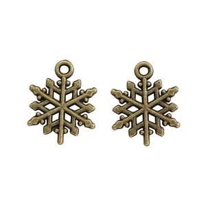 Vintage-Schneeflocken-Anhänger aus Zinklegierung für DIY-Schmuckzubehör in Bronze