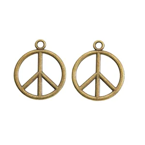 Set van twee vintage bronzen vredesteken hangers voor het maken van DIY sieraden