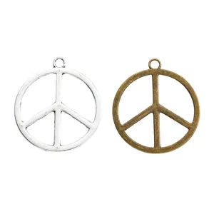 Vintage peace sign alloy charms in silver and bronze finish for DIY jewelry making