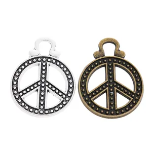 Pendentifs symbole de paix vintage en alliage argenté et bronze pour bijoux DIY