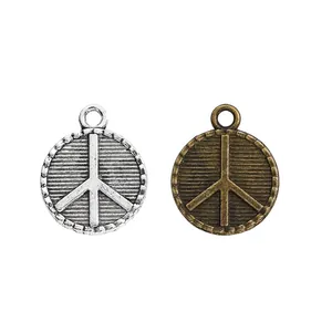 Vintage vrede symbool hangers van legering in zilver en brons voor DIY sieraden