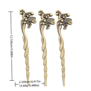 Retro Alloy Koi Fish Hair Sticks Traditional Chinese Style Ancient Bronze Spiral Hairpin Vintage Hair Accessories For Women