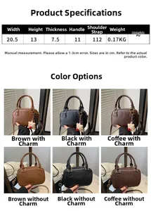 Tableau des tailles pour sac bowling vintage montrant le cuir PU et les dimensions