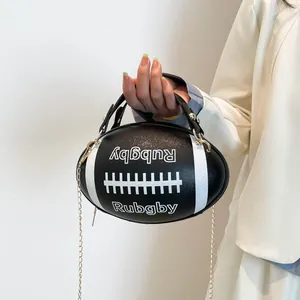 Creativa Borsa a Tracolla da Donna a Forma di Rugby Pelle PU Borsa Messenger Crossbody Sportiva per Ragazze Borsa a Mano a Forma di Palla alla Moda