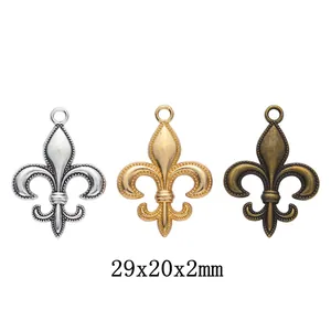 Vintage Alloy Fleur-De-Lis Charms Jewelry Making DIY Necklace Bracelet Accessories Antique Bronze Silver KC Gold Plated