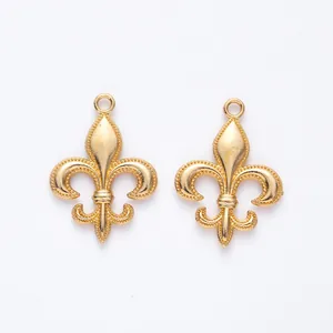 Golden fleur-de-lis metal alloy pendants for DIY jewelry making and craft accessories