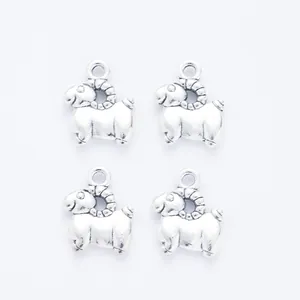 Lot de quatre pendentifs bélier vintage en alliage de zinc pour bijoux DIY en argent vieilli