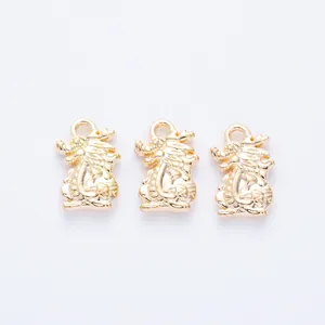 Three gold dragon charms for DIY jewelry making, vintage zinc alloy pendant set