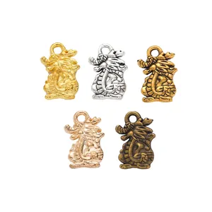 Vintage zinc alloy dragon pendants for DIY jewelry in five assorted metallic finishes