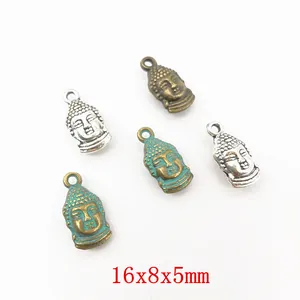Pendentifs Tête de Bouddha en Alliage de Zinc Vintage Bronze Argent Vert pour Collier Bracelet DIY Accessoires de Bijouterie