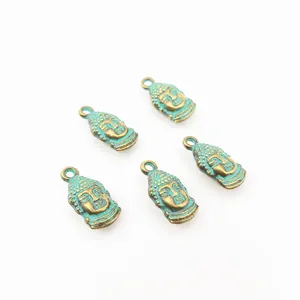 Lot de 5 pendentifs tête de Bouddha vintage en bronze pour la création de bijoux DIY