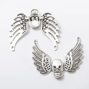 Gothic style silver skull wings and skeleton wing alloy pendants for DIY jewelry making