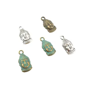 Pendentifs tête de Bouddha en argent, cuivre antique et vert-de-gris pour bijoux DIY