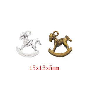 Vintage Alloy Rocking Horse Charms For Jewelry Making Retro Metal Animal Pendants For Necklace Bracelet DIY Craft Accessories
